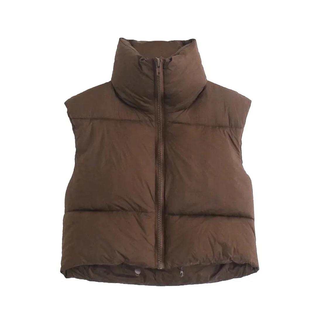 SLEEVELESS PUFFER (BROWN)